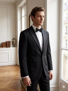 After Six Men's Black Tux Satin Lapel Blazer 46R